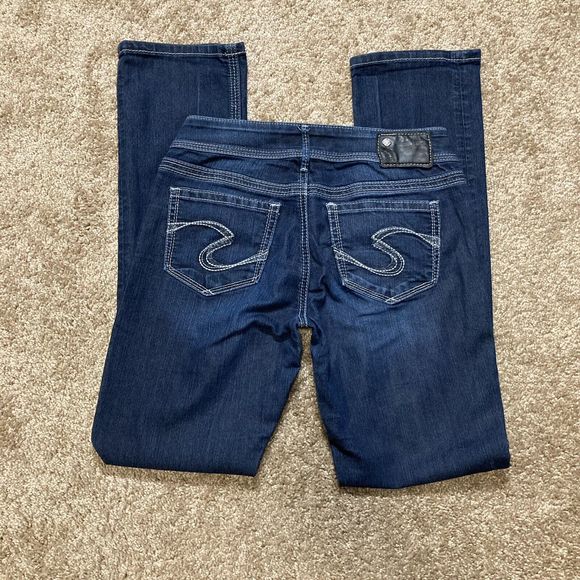 Silver Suki Straight Size 28 Stretch Dark Mid Rise Women Denim Blue Jean Pants - Picture 1 of 12
